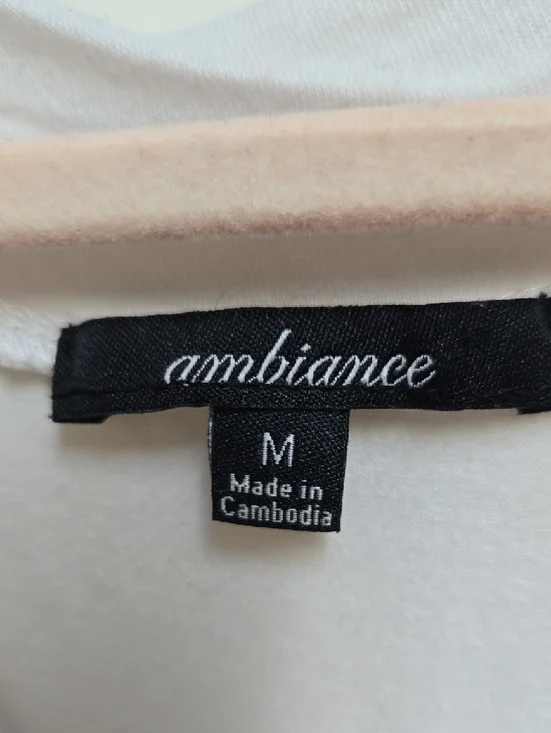 Ambiance Classic White Deep V-Neck Youth Women Tee Medium - Picture 2 of 3